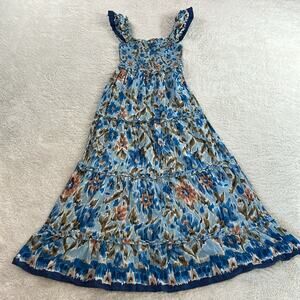 House of Harlow 1960 Zoey blue smocked tiered boho maxi dress, small